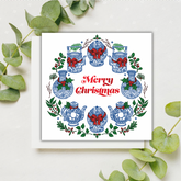 CHARITY CHRISTMAS CARD: Luxe Red Foil Festive Hong Kong Wreath  (8 pack)