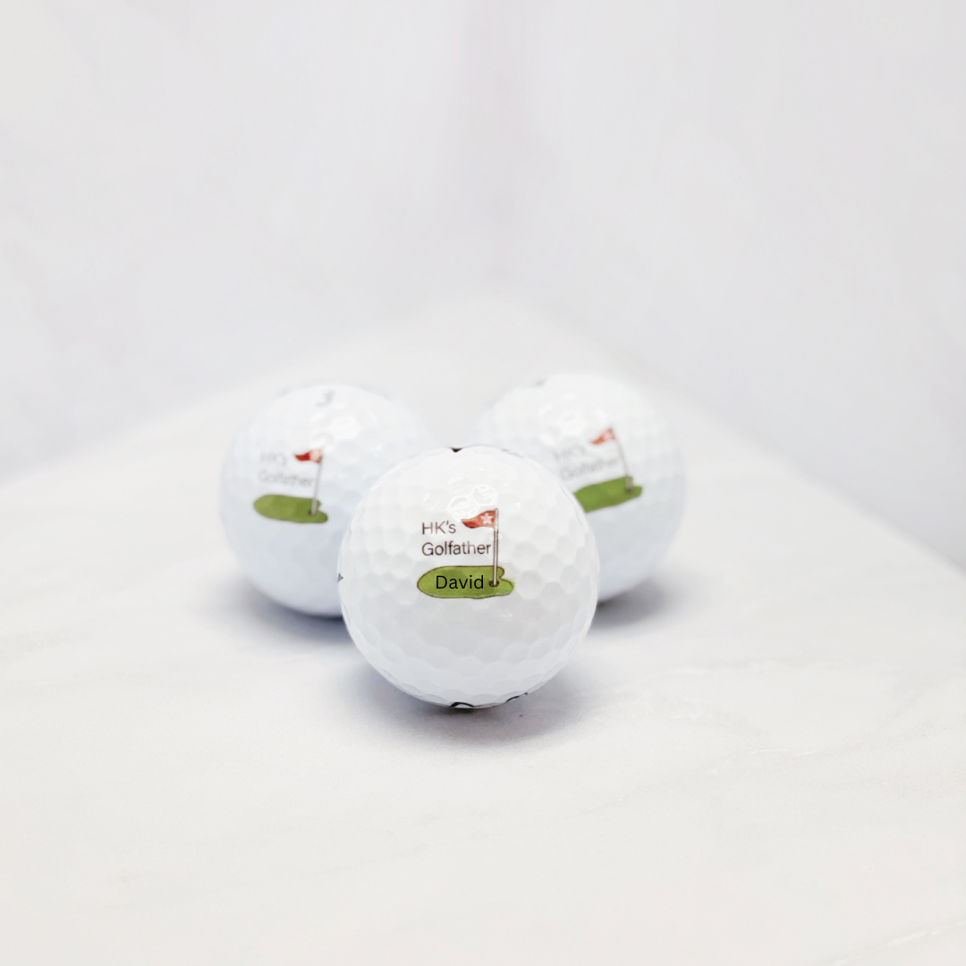 HOLE-IN-ONE SET: 3 Personalised Golf Balls + Custom Mug + Greeting Card + Local Delivery