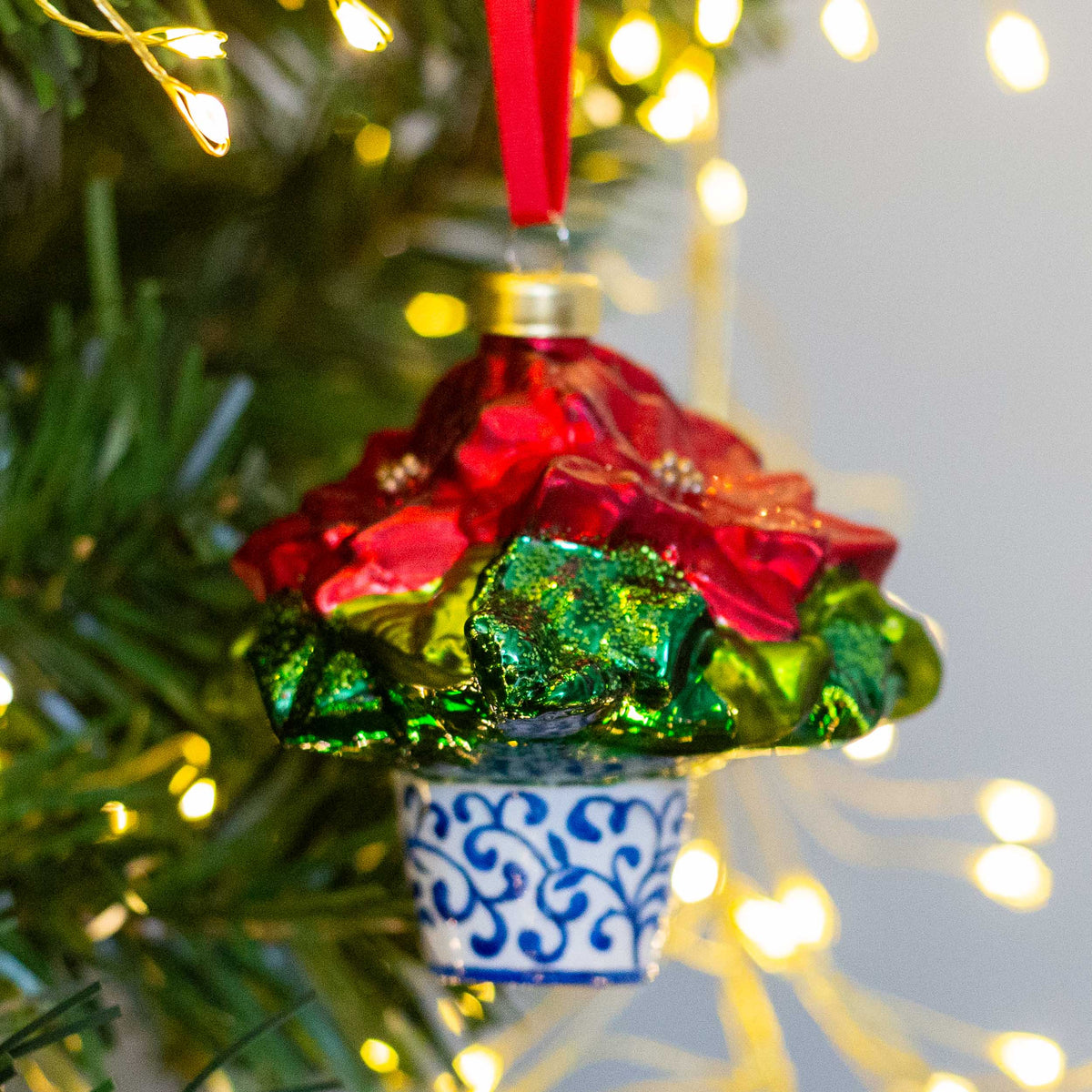 GLASS DECORATION : Poinsettia