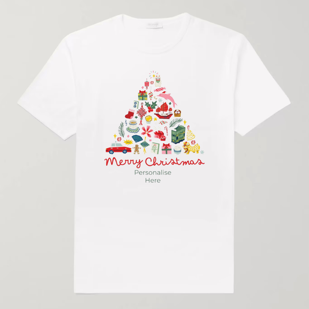 PERSONALISED WHITE T-SHIRT: Festive Hong Kong Icons