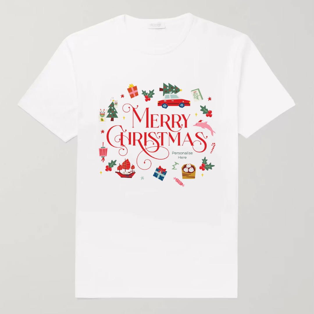 PERSONALISED WHITE T-SHIRT: Festive Medley