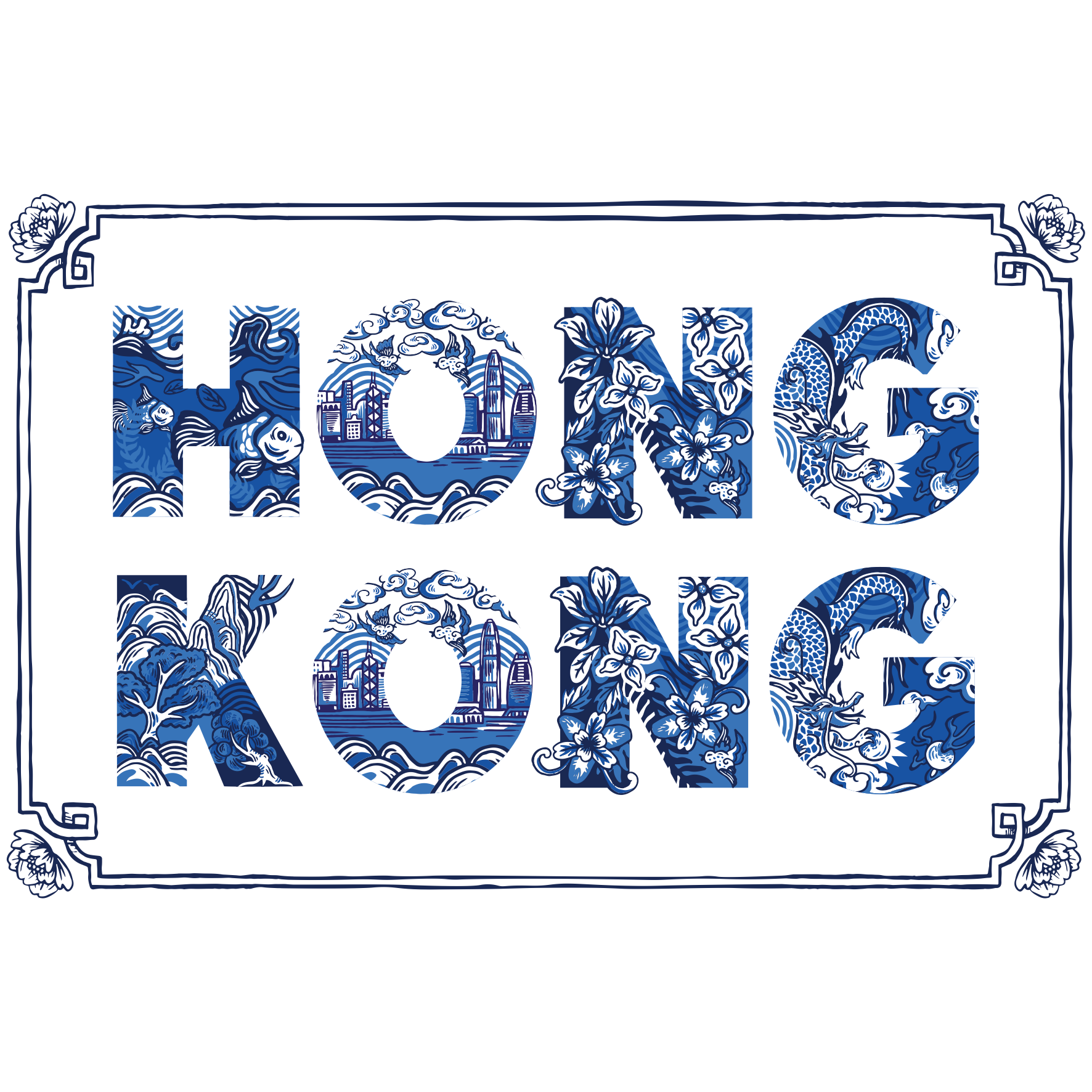 LRP POSTCARD: Chinoiserie (11 Hong Kong Districts)