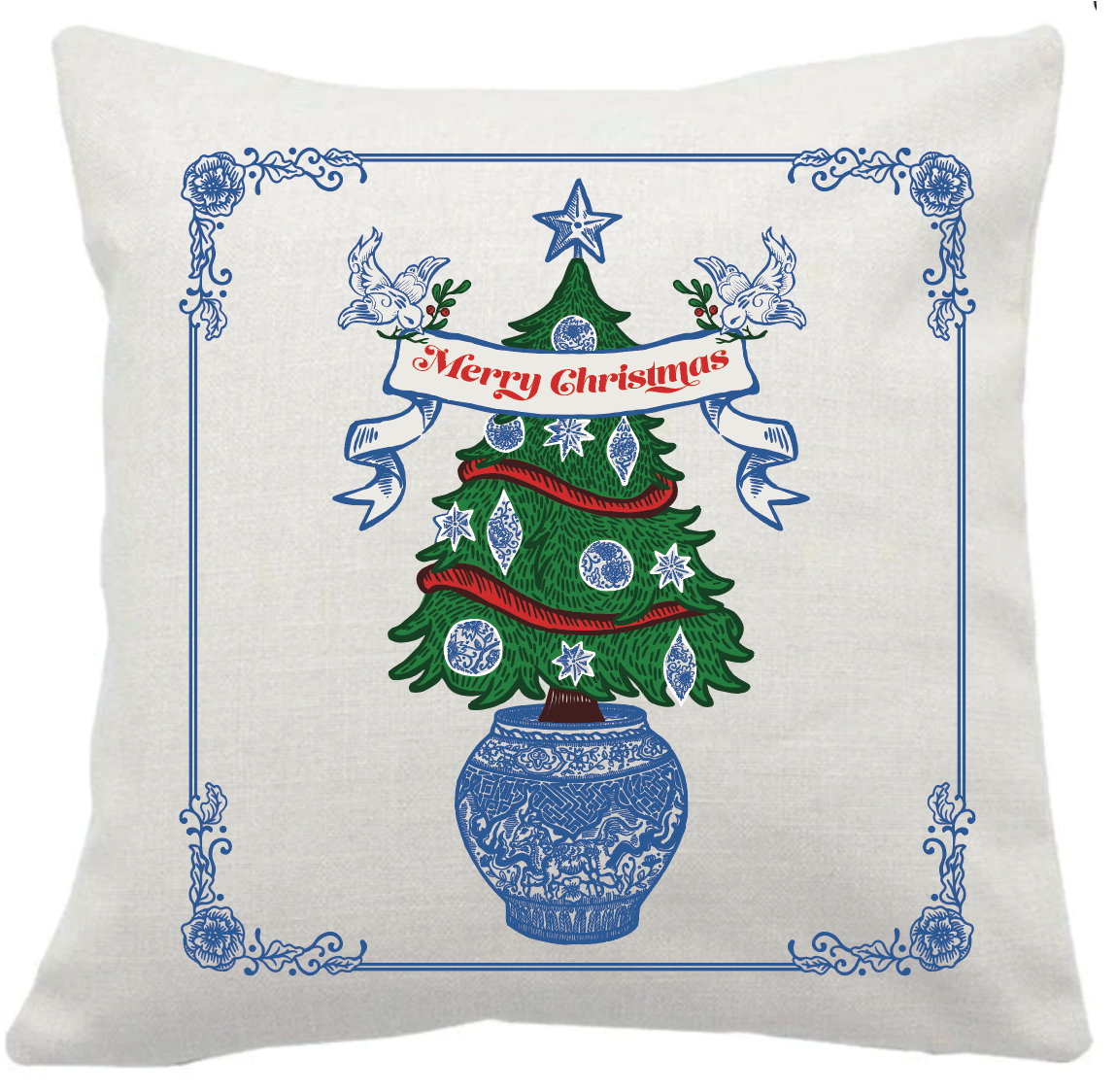 CUSHION: Festive Ginger Jar Tree