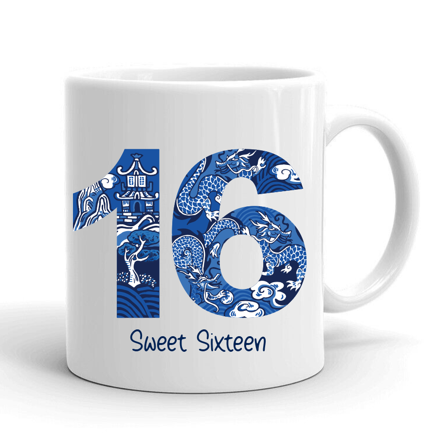 PERSONALISED CERAMIC MUG: Chinoiserie Numbers