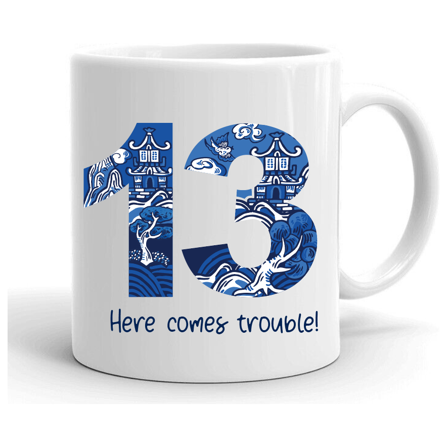 PERSONALISED CERAMIC MUG: Chinoiserie Numbers