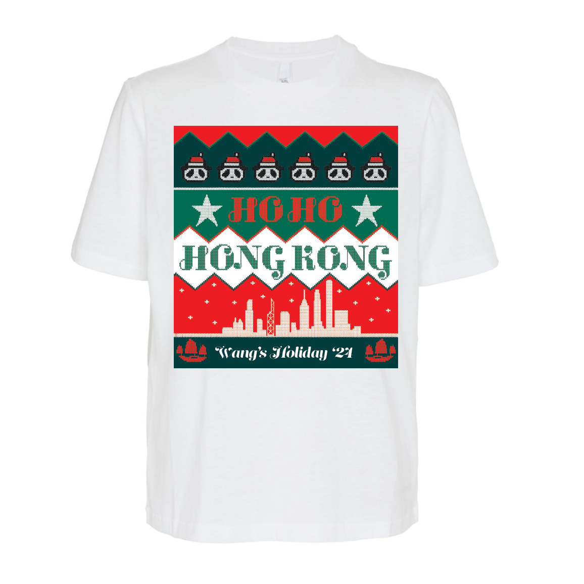 PERSONALISED WHITE CHRISTMAS T-SHIRT: Hong Kong Fairisle