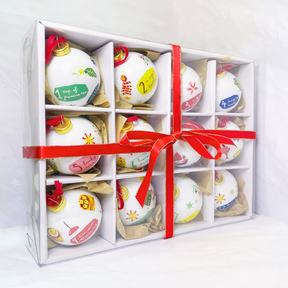 BOXED SET OF 12 GLASS BAUBLES: 12 Days of Hong Kong Christmas