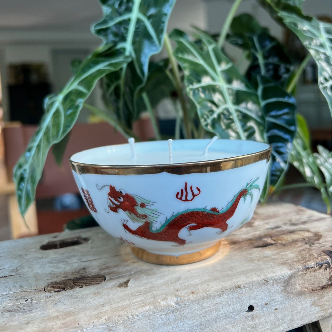 CANDLE: Dragon and Phoenix Vintage Bowl