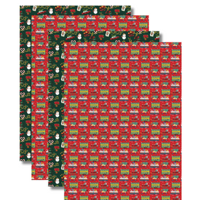 CHRISTMAS CHARITY GIFT WRAP AND TAGS: Festive Transport (10 sheets + 20 tags)