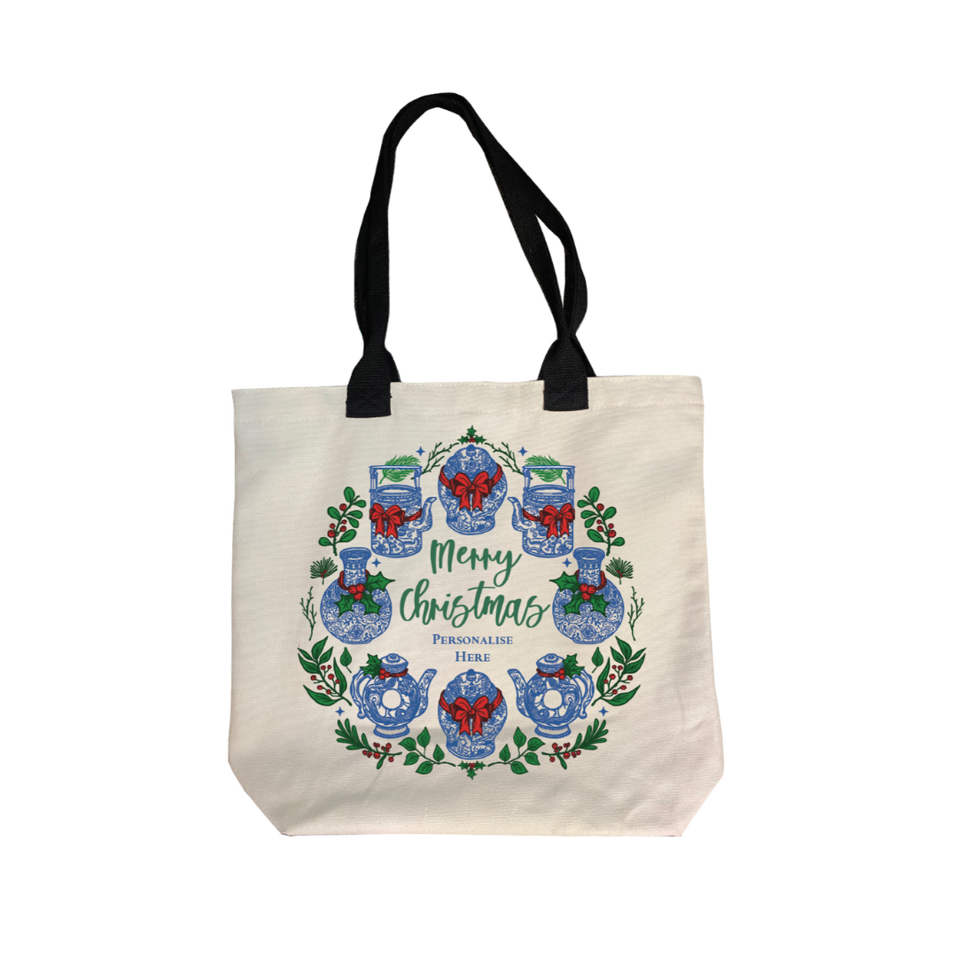 PERSONALISED TOTE: Festive Hong Kong Wreath