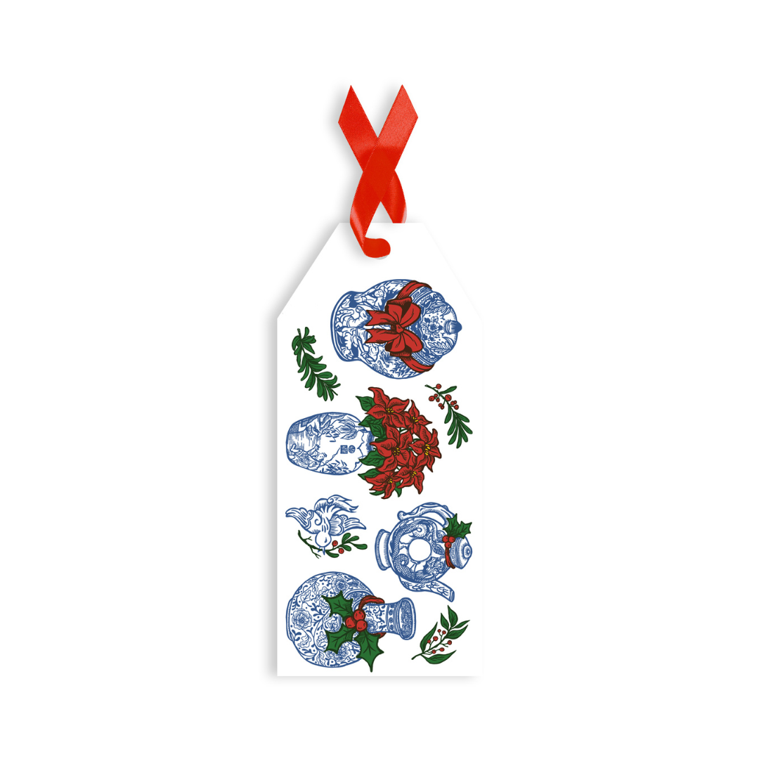 CHRISTMAS CHARITY GIFT WRAP AND TAGS: Festive Chinoiserie & Dragon (10 sheets + 20 tags)