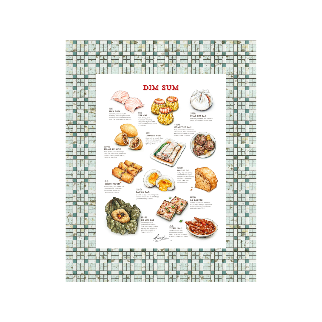 Alvin c.k. Lam Print: Dim Sum Illustrated Guide