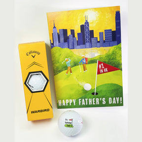 HOLE-IN-ONE SET: 3 Personalised Golf Balls + Custom Mug + Greeting Card + Local Delivery