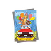 GREETING CARD: Happy Birthday - Red Taxi Party