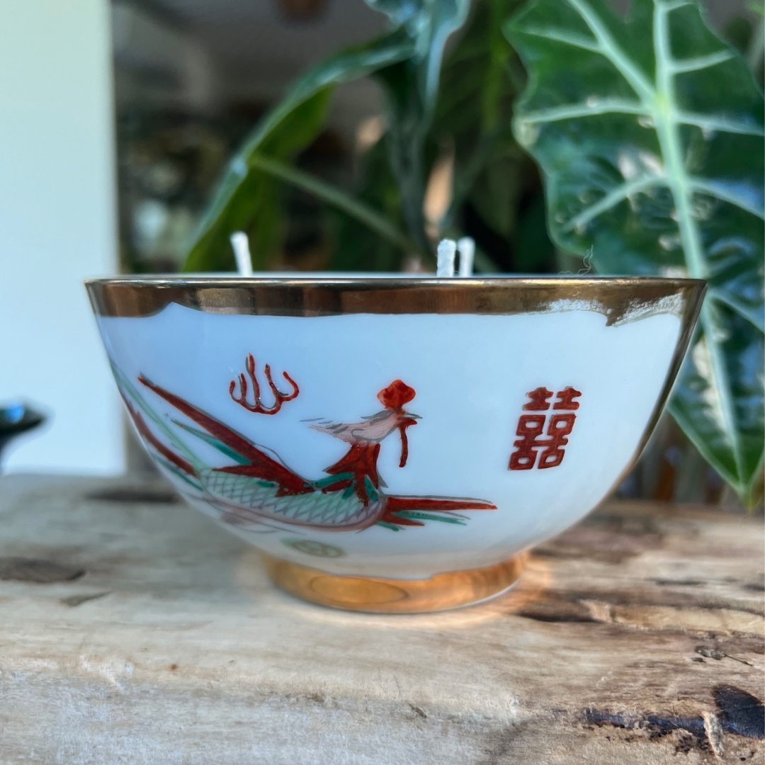 CANDLE: Dragon and Phoenix Vintage Bowl