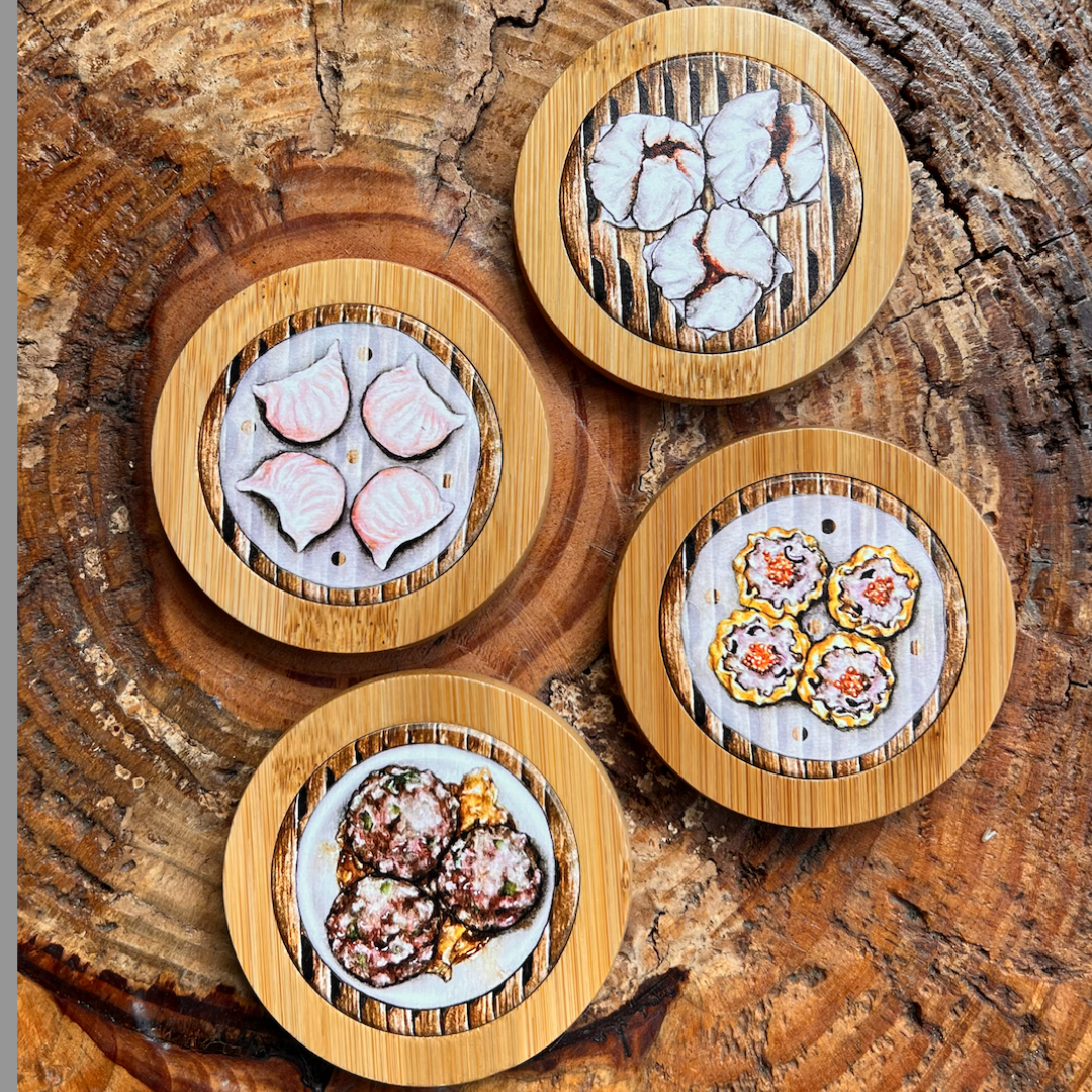 BAMBOO COASTER: Dim Sum set of 4