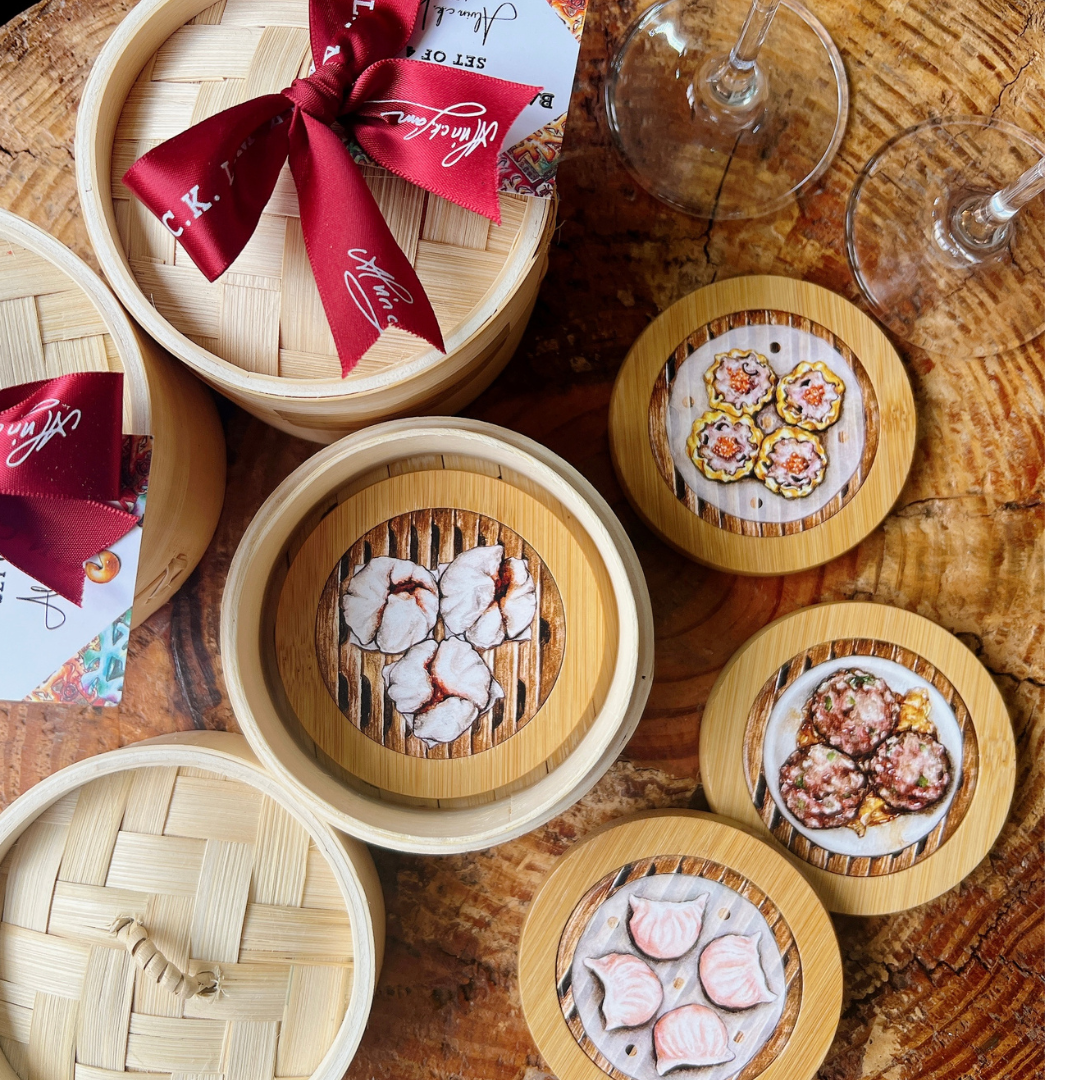 BAMBOO COASTER: Dim Sum set of 4