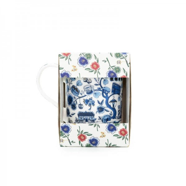 CERAMIC MUG: HK Toile Foil Tall Mugs (3 colours)