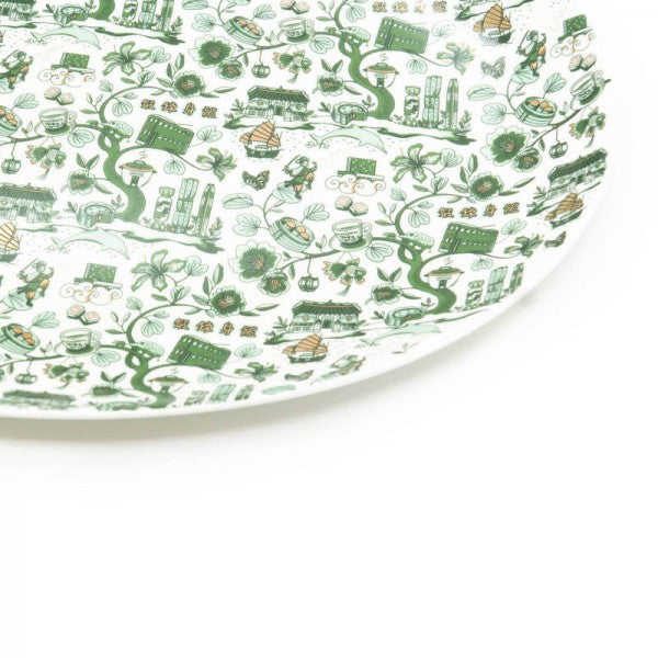 CERAMIC PLATE: HK Toile Oval Platter